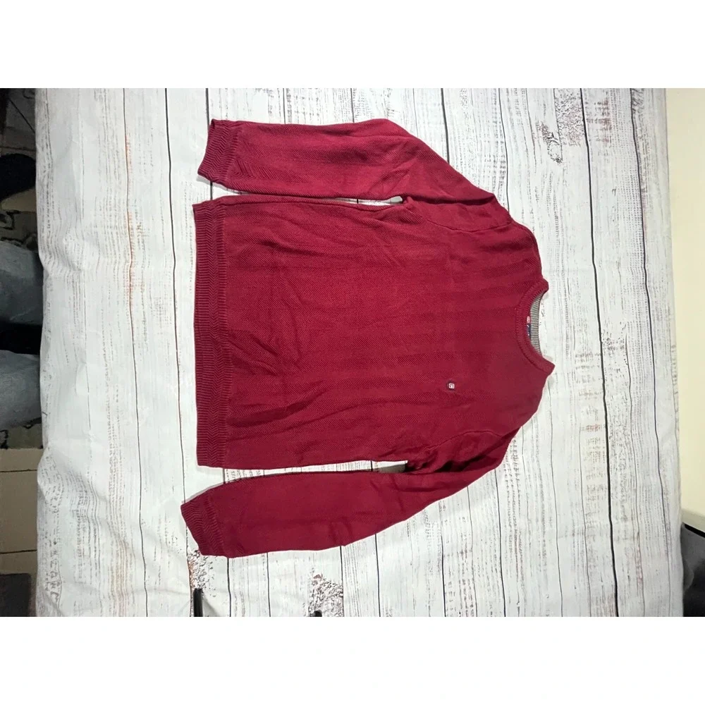 Vintage Chaps Red Sweater Men's XL 100% Cotton Knit Long Sleeve Crew Neck